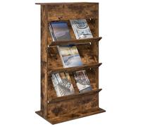 vidaXL Magazine Rack Smoked Oak 70 x 41 x 126 cm Engineered Wood, Living Room, Rectangular, Modern, Magazine Holder, Smooth Surface Rack, Office Bookrack, Home Organizer, Efficient Space Saver