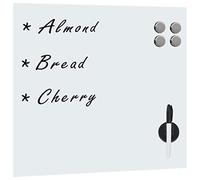 vidaXL Magnetic Glass Writing Board - White, 40x40cm - Wall Mounted Dry Erase Board with Tempered Glass - Includes Magnets, White Pen, and Board Wiper for Home, Office, School