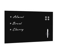 vidaXL Magnetic Wall Mounted Blackboard Glass - 100x60cm Dry-Erase Writing Board for Office/School/Home - Tempered Glass Surface Includes Marker, Magnets, and Eraser - Black