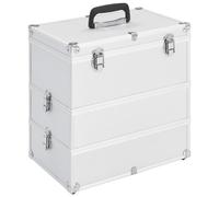 vidaXL Make-up Case 2-Tier Handle Spacious Silver Aluminium Vanity Organiser