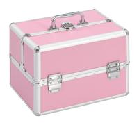vidaXL Make-up Case 22x30x21 cm Pink Aluminium