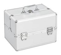 vidaXL Make-up Case Lockable with Extendable Top and Trays and A Carrying Handle Beauty Case Aluminium Hard Vanity Case Gold Aluminium