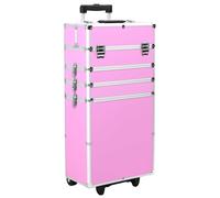 vidaXL Make-up Trolley Aluminium Pink Cosmetics Beauty Suitcase Organiser