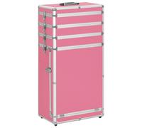 vidaXL Make-up Trolley Aluminium Pink Cosmetics Beauty Suitcase Organiser