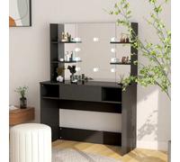 vidaXL Makeup Table with LED Lights MDF Black Cosmetic Vanity Dressing Table