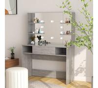 vidaXL Makeup Table with LED Lights 100x40x135 cm MDF Concrete Grey