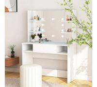 vidaXL Makeup Table with LED Lights MDF White Cosmetic Vanity Dressing Table