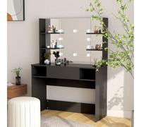 vidaXL Makeup Table with LED Lights MDF Black Cosmetic Vanity Dressing Table