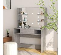 Vidaxl Makeup Table With Led Lights 100X40X135 Cm Mdf Concrete Grey