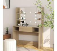 vidaXL Makeup Table with LED Lights MDF Oak Cosmetic Vanity Dressing Table