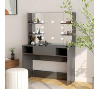 vidaXL Makeup Table with LED Lights 100x40x135 cm MDF Shining Grey