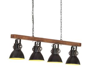 vidaXL Mango Wood Industrial Ceiling Lamp Black E27 Home Decor Pendant Light