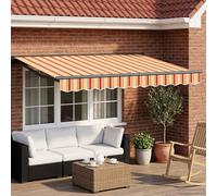 Retractable Awning 3.5 x 2 m Yellow Orange Anthracite Polyester LED Crank Frames