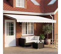 vidaXL Manual Awning Frame with LEDs White 4.5 x 3 m