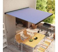 Retractable Awning Blue & White 350x250 cm Powder-coated Aluminium Frame UV Safe