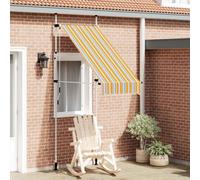 vidaXL Manual Retractable Awning 100 cm Yellow and Blue Stripes UK GF0