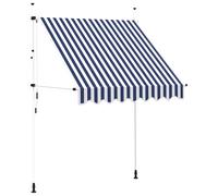 vidaXL Manual Retractable Awning 200cm Blue and White Stripes Window Canopy
