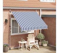 vidaXL Manual Retractable Awning 250 cm Blue and White Stripes
