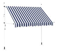 vidaXL Manual Retractable Awning 300cm Blue and White Stripes Window Canopy