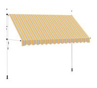 vidaXL Manual Retractable Awning 350 cm Yellow and Blue Stripes