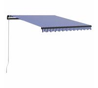vidaXL Manual Retractable Awning 350x250cm Blue and White Outdoor Arm Awning