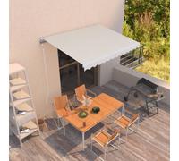 Retractable Awning Cream 350x250 cm Powdercoat Aluminium Frame Polyester Manual