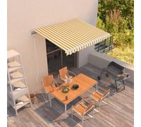 vidaXL Manual Retractable Awning 350x250 cm Yellow and White Sun Shade Shelter