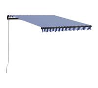 vidaXL Manual Retractable Awning 350x250cm Blue and White Outdoor Arm Awning