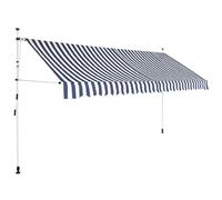 vidaXL Manual Retractable Awning 400 cm Blue and White Stripes UK NEW