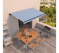 vidaXL Manual Retractable Awning 400x350 cm Blue and White