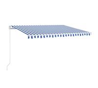 vidaXL Manual Retractable Awning 400x350 cm Blue and White Patio Shade Shelter