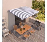 vidaXL Manual Retractable Awning 450x350 cm Blue and White Sun Shade Shelter