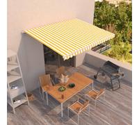 vidaXL Manual Retractable Awning 450x350 cm Yellow and White Shade Shelter