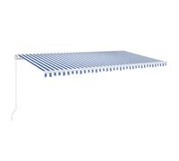 vidaXL Manual Retractable Awning 600x350 cm Blue and White Patio Shade Shelter