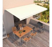 Retractable Awning Cream 600x350cm Powder-Coated Aluminium Frame Polyester PU UV