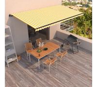 vidaXL Manual Retractable Awning 600x350 cm Yellow and White