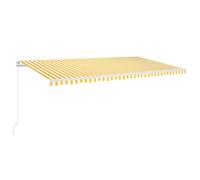 vidaXL Manual Retractable Awning 600x350 cm Yellow and White Shade Shelter