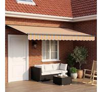 vidaXL Manual Retractable Awning Orange, Grey, Blue and White