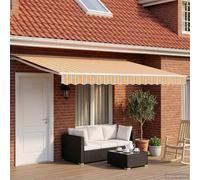 vidaXL Manual Retractable Awning Orange, Grey, Blue and White