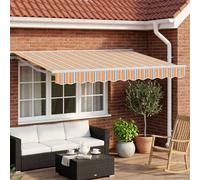 vidaXL Manual Retractable Awning Orange, Grey, Blue and White