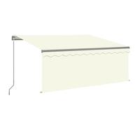 vidaXL Manual Retractable Awning with Blind 3.5x2.5m Cream Outdoor Awning