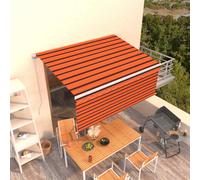 vidaXL Manual Retractable Awning with Blind 3.5x2.5m Orange&Brown