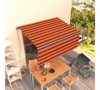 vidaXL Manual Retractable Awning with Blind 3x2.5m Orange&Brown Awning Set