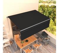 vidaXL Manual Retractable Awning with Blind 4.5x3m Anthracite Outdoor Awning