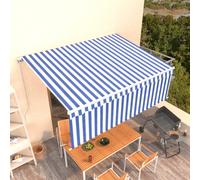 vidaXL Manual Retractable Awning with Blind 4.5x3m Blue&White, Blue