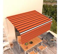 vidaXL Manual Retractable Awning with Blind 4.5x3m Orange&Brown