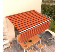 vidaXL Manual Retractable Awning with Blind 4.5x3m Orange&Brown