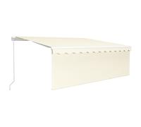 vidaXL Manual Retractable Awning with Blind 4x3m Cream Outdoor Awning Set