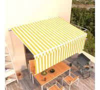 vidaXL Manual Retractable Awning With Blind 4X3M Yellow & White, Yellow