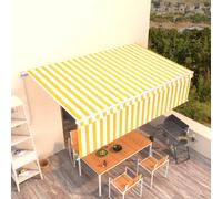 vidaXL Manual Retractable Awning with Blind 5x3m Yellow&White